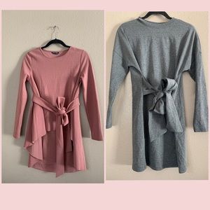 2 Long sleeve tie up dresses